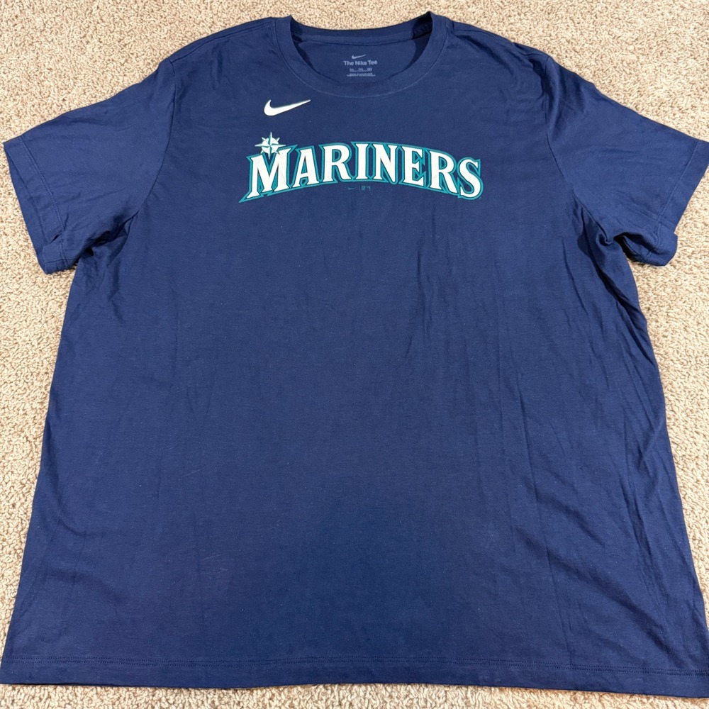 Nike Seattle Mariners T-Shirt Mens XXL Navy Blue Excellent MLB Graphic Tee